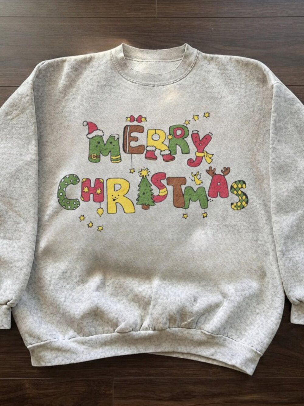 Gildan Merry Christmas AshGrey Crewneck Sweatshirt